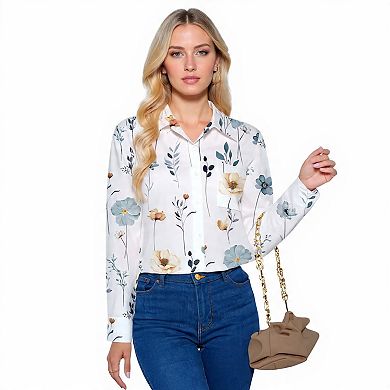 Women's Floral Print Button Down Shirt