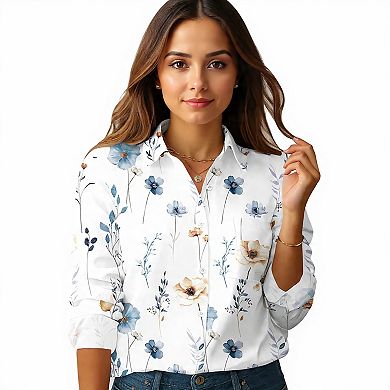 Women's Floral Print Button Down Shirt
