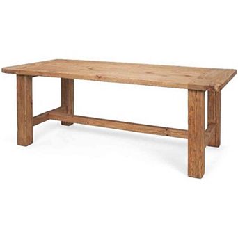 63-Inch Dining Table for 4-6 People, Solid Wood Kitchen Table with Foot Bar, Farmhouse