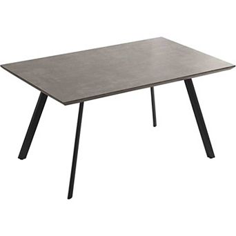Modern Wood Kitchen Breakfast Table with Concrete-Colored Metal Legs Sturdy and Durable