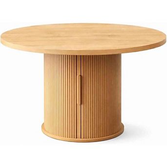 40″ Round Dining Table with Storage Shelf Space‑Saving Pedestal Base