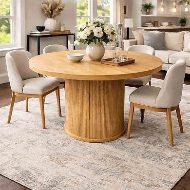 40″ Round Dining Table with Storage Shelf Space‑Saving Pedestal Base