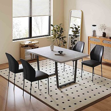 62″ Rectangular Dining Table Thickened Top & Space‑Saving Design, Seats 6