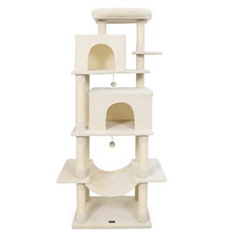 Costway 70” Large Cat Tree for Indoor Cats with Plush Top Perch, Dual large Condos, Hammock