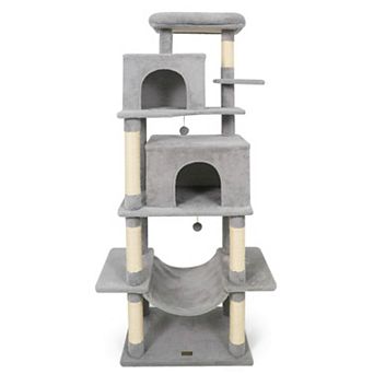 Costway 70” Large Cat Tree for Indoor Cats with Plush Top Perch, Dual large Condos, Hammock