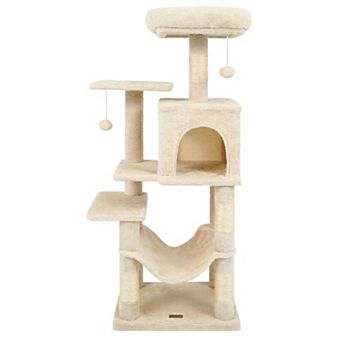 Costway 44” Tall Multi-level Cat Tree, Modern Cat Tower with 2-Entrance Large Cat Condo