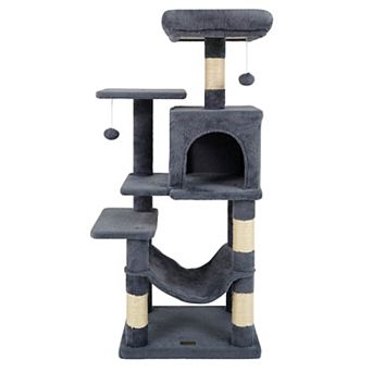 Costway 44” Tall Multi-level Cat Tree, Modern Cat Tower with 2-Entrance Large Cat Condo