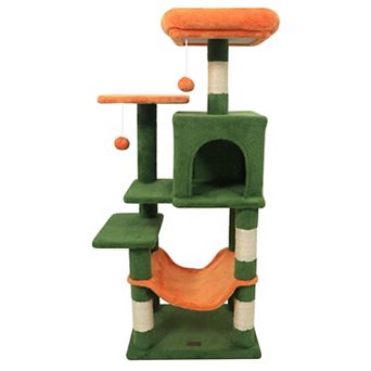 Costway 44” Tall Multi-level Cat Tree, Modern Cat Tower with 2-Entrance Large Cat Condo