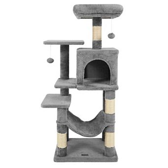 Costway 44” Tall Multi-level Cat Tree, Modern Cat Tower with 2-Entrance Large Cat Condo