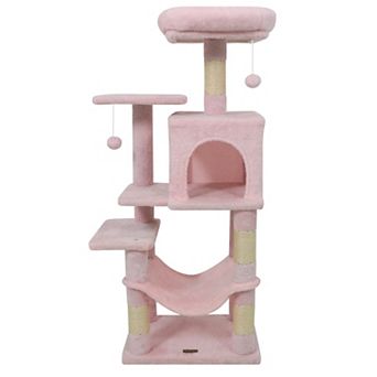 Costway 44” Tall Multi-level Cat Tree, Modern Cat Tower with 2-Entrance Large Cat Condo