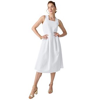 Jessica London Women's Plus Size Sleeveless Eyelet Midi Dress