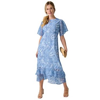 Jessica London Women's Plus Size Double Flounce Georgette Maxi Dress