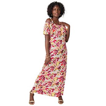 Jessica London Women's Plus Size Cold Shoulder A-Line Maxi Dress
