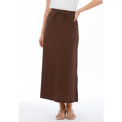 Jessica London Women's Plus Size Cotton Gauze A-Line Midi Skirt