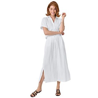 Jessica London Women's Plus Size Cotton Gauze A-Line Midi Skirt