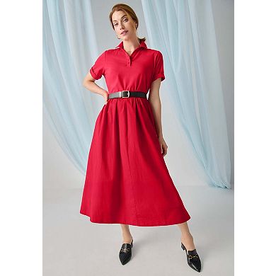 Jessica London Women's Plus Size Mixed Media Poplin Shirt Dress