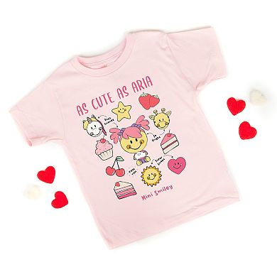 Mini Smiley As Cute As Aria - Toddler Short Sleeve Graphic T-Shirt