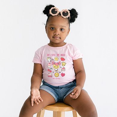 Mini Smiley As Cute As Aria - Toddler Short Sleeve Graphic T-Shirt