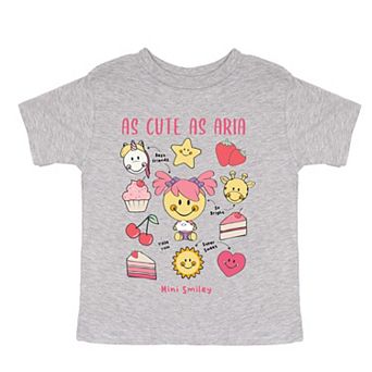 Mini Smiley As Cute As Aria - Toddler Short Sleeve Graphic T-Shirt