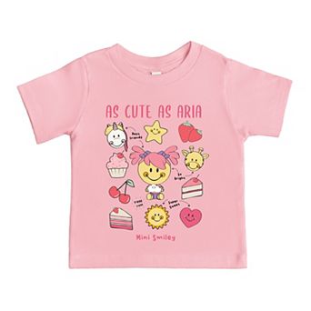 Mini Smiley As Cute As Aria - Toddler Short Sleeve Graphic T-Shirt