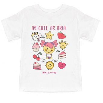 Mini Smiley As Cute As Aria - Toddler Short Sleeve Graphic T-Shirt