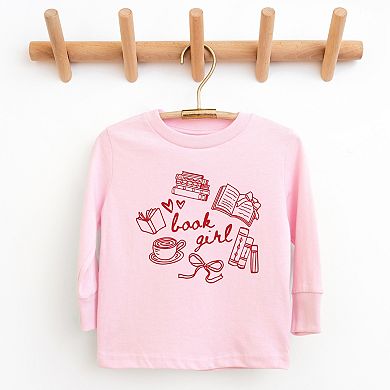 Book Girl Sketched - Youth Long Sleeve Graphic T-Shirt