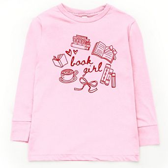 Book Girl Sketched - Youth Long Sleeve Graphic T-Shirt