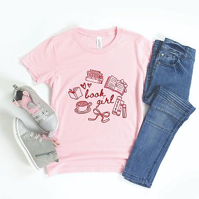 Book Girl Sketched - Youth Short Sleeve Graphic T-Shirt
