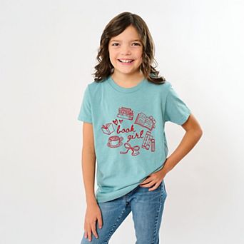 Book Girl Sketched - Youth Short Sleeve Graphic T-Shirt