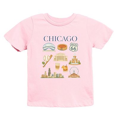 Chicago Watercolor Collage - Youth Short Sleeve Graphic T-Shirt