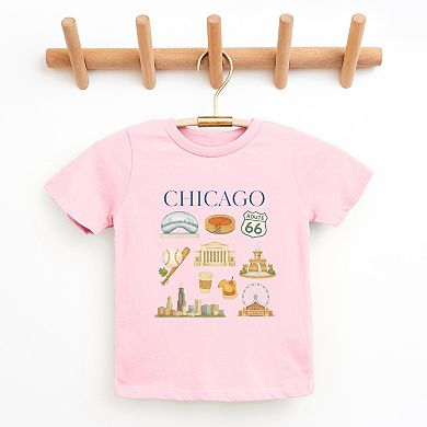 Chicago Watercolor Collage - Youth Short Sleeve Graphic T-Shirt
