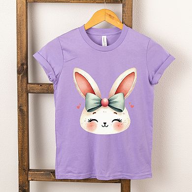 Watercolor Bunny Face - Youth Short Sleeve Graphic T-Shirt