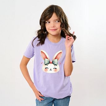Watercolor Bunny Face - Youth Short Sleeve Graphic T-Shirt