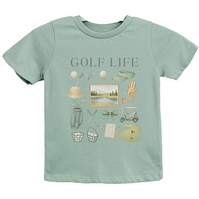Golf Life Watercolor - Youth Short Sleeve Graphic T-Shirt