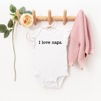 I Love Naps - Baby Flutter Sleeve Bodysuit