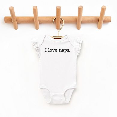 I Love Naps - Baby Flutter Sleeve Bodysuit