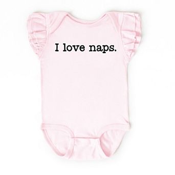 I Love Naps - Baby Flutter Sleeve Bodysuit