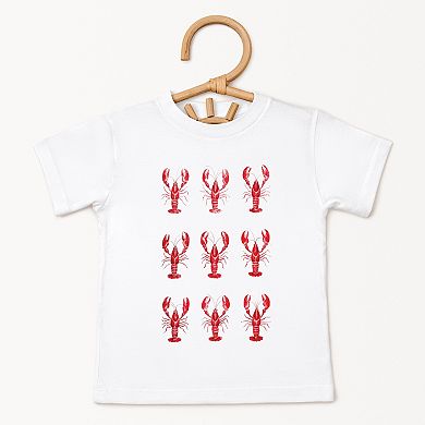 Nine Lobsters Watercolor - Toddler Short Sleeve Graphic T-Shirt