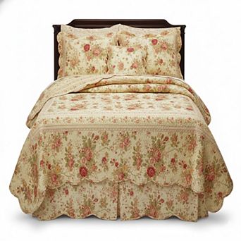 100% Cotton Drop and Polyester Platform Antique Rose Bed Skirt