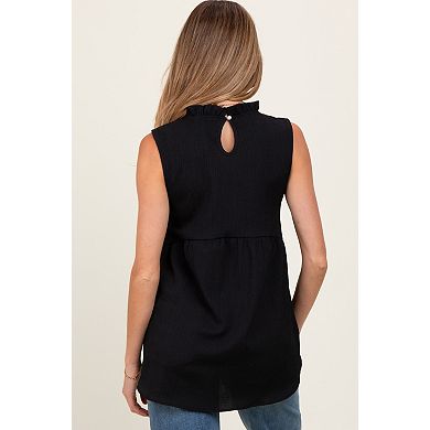 Maternity Ruffle Mock Neck Sleeveless Blouse