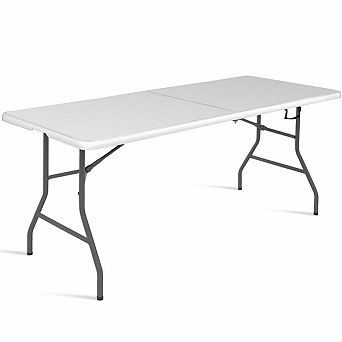 Costway 6' Folding Table Portable Plastic Indoor Party Dining Tables White