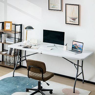 Costway 6' Folding Table Portable Plastic Indoor Party Dining Tables White