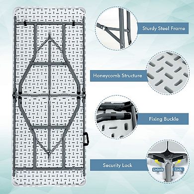 Costway 6' Folding Table Portable Plastic Indoor Party Dining Tables White