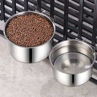 Stainless Steel Dog Crate Mounted Bowl with Adjustable Clamp Bracket