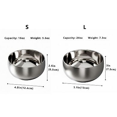 Stainless Steel Cat Bowl with Smooth Interior for Food and Water