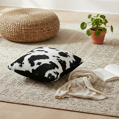 Cow Print Decorative Throw Pillow Covers 2-Pack Soft Plush Square Cushion Covers with Hidden Zipper