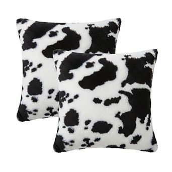 Cow Print Decorative Throw Pillow Covers 2-Pack Soft Plush Square Cushion Covers with Hidden Zipper
