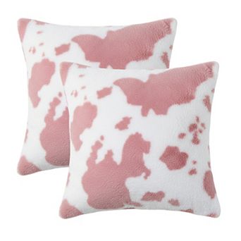 Cow Print Decorative Throw Pillow Covers 2-Pack Soft Plush Square Cushion Covers with Hidden Zipper