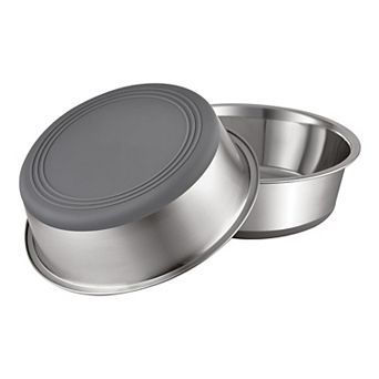 2 Pack Stainless Steel Dog Bowls with Non-Slip Base, Durable Pet Feeding Bowls