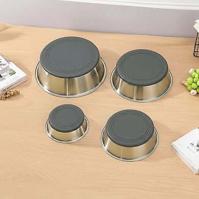 2 Pack Stainless Steel Dog Bowls with Non-Slip Base, Durable Pet Feeding Bowls